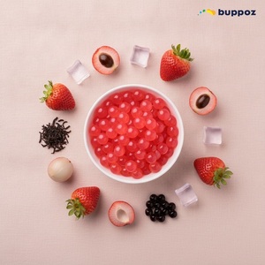 ลูกบอลบับเบิ้ลรสลิ้นจี่สตรอว์เบอร์รีแบบแตกในปาก สำหรับร้านชานมไข่มุก ขายส่งจากโรงงาน - Product Image 5