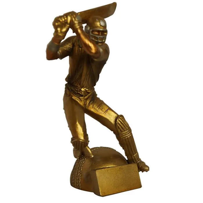 Populaire Style Art Moderne Résine Joueur de Cricket Or Couleurs Statue Décoration Trophée Souvenir De Collection