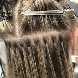 Top elles maßge schneiderte Farbe jungfräuliches Haar Micro link Haar verlängerungen mit 100% menschlichem Haar