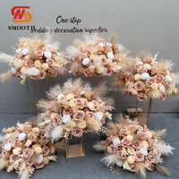 Bouquet de fleurs artificielles en pampas de couleur marron, vente en gros, pour mariage