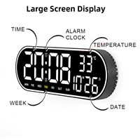 Reloj de pared Digital LED grande montado en la pared con temperatura, fecha, semana, pantalla, alarmas, reloj, temporizador, cuenta regresiva
