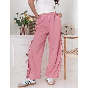 2025 femmes pantalons de salon jambe large Plaid pyjama bas fente latérale taille élastique poches respirant taille moyenne motif Animal - Product Image 4