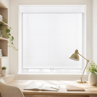 Stores enrouleurs sans fil semi-occultants en tissu blanc pour bureau et étude, sur mesure, avec rail cassette intégré