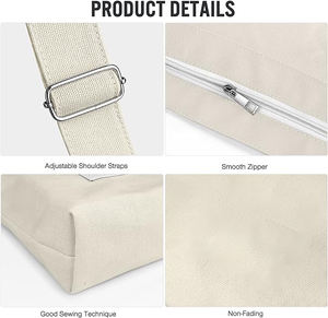 Sac fourre-tout en toile de haute qualité à bandoulière unique et multi-poches pour étudiants, idéal pour le travail, les voyages et l'école - Collection Femme - Product Image 2