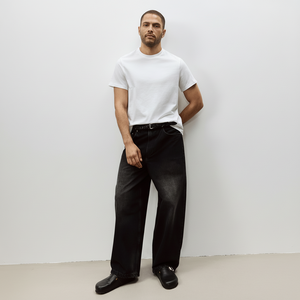 Camisetas de Manga Corta de Algodón Grueso de Punto con Cuello Alto Simulado, Lavado Ácido, Ecológicas y Transpirables para Hombre y Mujer - Product Image 1