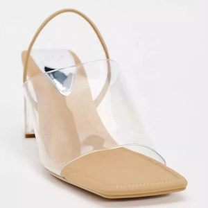 Women Slingbacks Sandals PVC Upper on <b>Shoes</b> High Crystal Chunky Heels Comfortable Dress Mules - Product Image 6