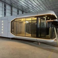 Villa flottante préfabriquée 2 chambres pour camping en lac, villa-capsule isolée, étanche, anti-corrosion et légère