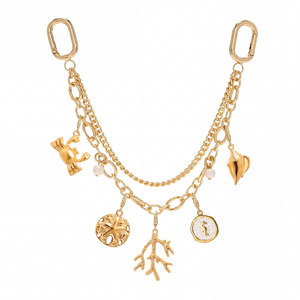 Colgante de Cadena Metálica Dorada para Bolso con Dijes Intercambiables de Concha Marina, Cangrejo, Estrella de Mar y Perla, Accesorios de Llavero para <span class=keywords><strong>Mujer</strong></span> - Product Image 1