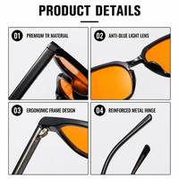 Gafas Sunray Trendy con montura completa cuadrada ovalada TR, lentes tintadas en naranja, patillas de malla con doble remache, unisex, OEM, con bloqueo de luz azul