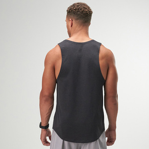 Canotta da <span class=keywords><strong>uomo</strong></span> Ingor con logo personalizzato, vestibilità slim, scollo rotondo, orlo curvo, grigio melange, per allenamento, palestra, bodybuilding, abbigliamento sportivo. - Product Image 2
