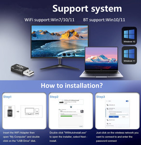 Free Driver 900mbps USB <strong>WiFi</strong> 6 BT5.4 WPA3 Dual Band 802.11ax <strong>WiFi</strong> Dongle Wireless <strong>Network</strong> Adapter for PC Laptop - Product Image 2
