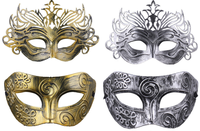 Demi adulte Antique Pvc doré fête argent Prince compte couverture masque uni masque masque vénitien s pour hommes