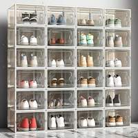 Boîte à chaussures durable, légère, en plastique transparent, empilable, pour le rangement des chaussures