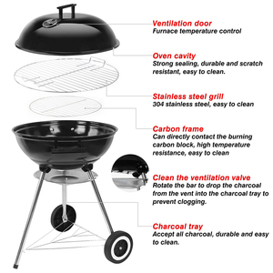 Grille de trépied <span class=keywords><strong>Apple</strong></span> Portable 44CM pour la cuisson en plein air et le talonnage antirouille avec roues robustes Style moderne personnalisé - Product Image 3