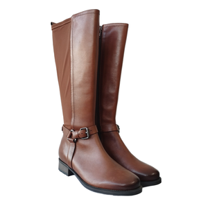 Bottes longues en cuir de vache véritable pour femmes, chaussures de créateur de mode, automne-hiver 2026, nouvelles bottes à boucle de ceinture, hauteur genou, marron - Product Image 1
