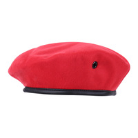 Boina de Piel Sintética Ceremonial al por Mayor, Boina Francesa con Orificio de Ventilación, Tamaño Ajustable, Gorra de Entrenamiento Oficial para Piloto de Seguridad