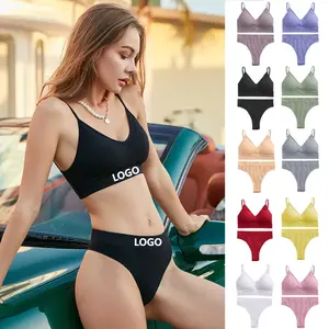 Women Underwear Set with Removeable Padded Bra and Brazilian Panties  Seamless Bralette Brief Sports Sexy Thongs Panty - China Seamless Underwear  Set and Bralette price
