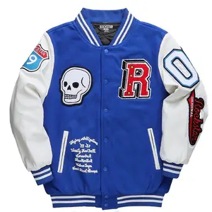 Custom Men's collage Baseball Jackets Streetwear Color Block Bomber Baseball Coat Unisex Fashion Hip Hop Retro Bomber Jacket