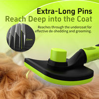 Brosse lissante pour animaux de compagnie à tête incurvée, poils extra-longs en acier inoxydable, coussin doux, auto-nettoyante, pour chiens et chats