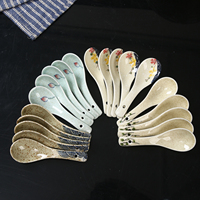 Vaisselle en céramique japonaise peinte à la main, cuillères à riz, cuillères à soupe, cuillères à dessert, cuillères longues en céramique, cuillères à ramen