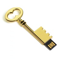 Pasokan Langsung Pabrik Flash Drive USB Logam Bentuk Kunci Kreatif 2G/4G/8G/16G/32G/64G/128G Hadiah Bisnis Terukir USB 2.0