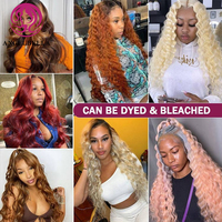 Venta al por mayor 30 pulgadas 220% densidad 13x6 Glueless HD encaje frente pelucas cuerpo onda virgen Remy pelo indio pelucas para mujeres negras