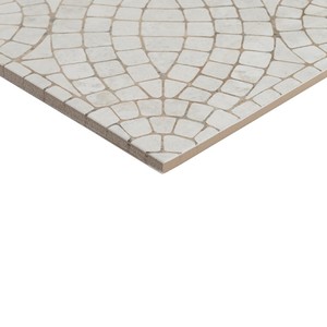 Piastrelle a mosaico in gres porcellanato effetto avorio 12x12 pollici, motivo pietra bianca per decorazione pareti e pavimenti - Product Image 3