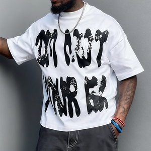 Tùy Chỉnh Đồ Họa In Chất Lượng Cao Áo Thun Ngắn Tay Áo Nặng Cắt Boxy Cotton T-Shirt Cho Nam Giới - Product Image 2