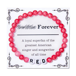 HLC, joyería personalizada inspirada en <span class=keywords><strong>Taylor</strong></span>, pulsera de cuentas de piedra con letras de arcilla polimérica elástica DIY con tarjeta, regalos de amistad - Product Image 5
