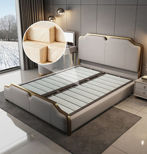 Cama Moderna Minimalista de Cuero Suave para Dormitorio, Cabecera Doble con Borde Ondulado y Tapicería Segmentada - Product Image 5