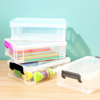 Boîte de rangement transparente en PP pour crayons, grande capacité, organiseur en plastique pour crayons, pour enfants, fournitures scolaires