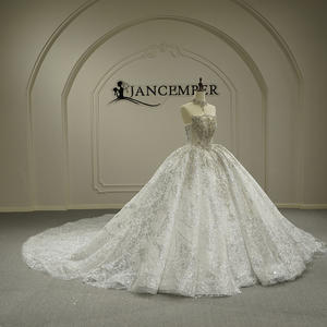 Gt26055 Nuevo Vestido de Novia Moderno de Alta Calidad con Apliques de Diamantes, Cola de Capilla Lujosa y Voluminosa para la Novia - Product Image 5