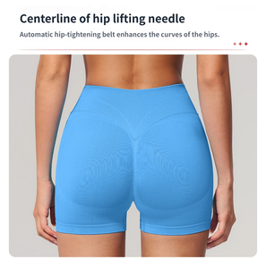 Leggings da Palestra <span class=keywords><strong>Senza</strong></span> <span class=keywords><strong>Cuciture</strong></span> per Donna con Logo Personalizzato, Shorts Yoga a <span class=keywords><strong>Vita</strong></span> Alta a Forma di V con Decorazione Arricciata, Elastico <span class=keywords><strong>in</strong></span> <span class=keywords><strong>Vita</strong></span> per Corsa e Yoga - Product Image 5
