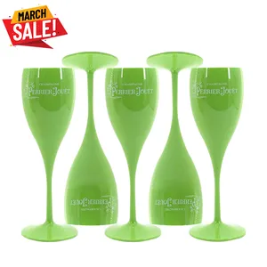 Yeşil şampanya flüt kadehler restoran parti düğün 150ml içme bardakları akrilik plastik şampanya bardakları ve flüt şarap bardağı