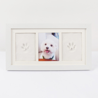Cadre photo commémoratif pour empreintes de pattes de chat et de chien, ornements DIY avec tampon encreur pour empreintes de pattes, cadre en bois pour la maison et le bureau