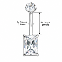 CRYSPURE 14G 316L Piercings de nombril en acier chirurgical, argentés, avec zircon cubique (CZ) en forme de triangle, étoile, ovale, goutte d'eau, bijoux de piercing pour femme, vente en gros