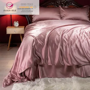 批发制造商高品质缎面双国王尺寸在线豪华豪华设计床上用品丝质床单枕套套装