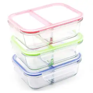 Amazon Лидер продаж 3 шт. наборы для ухода за кожей стекло bento box отсек pyrex стекло коробки обедов с делителем