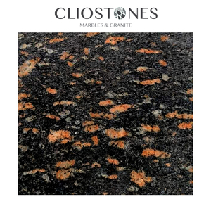 Granit d'Assouan noir de conception moderne avec la surface polie par taches orange pour des applications de villa - Product Image 2