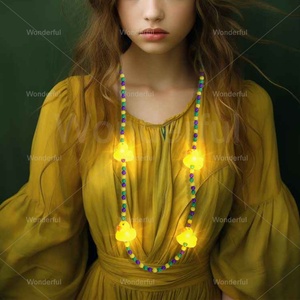 New arrival Mardi Gras Vòng cổ LED sáng màu vàng vịt Bead Vòng cổ nhấp nháy Nguồn cung cấp bên cho năm mới Halloween sự kiện - Product Image 3