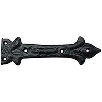 Coshik Exports Charnière à sangle antique en fonte 6,5 po Noir mat Rustique pour porte 1,0 po d'épaisseur Ouverture à 180 degrés 4 trous