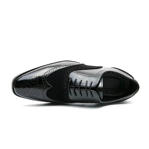 Chaussures Oxford de mariage pour hommes en cuir véritable, style italien haut de gamme, faites à la main, à enfiler, brodées, avec embout en acier, collection automne - Product Image 2