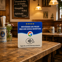 Carte NFC étanche en acrylique avec puce NTAG213 pour avis Google, idéale pour restaurants, hôtels, commerces et enseignes de réseaux sociaux en Allemagne