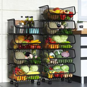 Cestini da <span class=keywords><strong>cucina</strong></span> <span class=keywords><strong>mobili</strong></span> impilabili in acciaio inossidabile Organizer per la conservazione cestello per verdure cestino per frutta e verdura a 2 livelli - Product Image 2