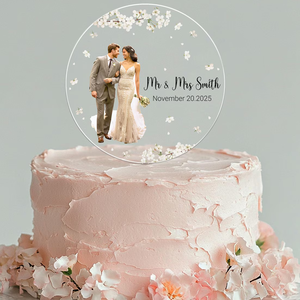 Décoration <span class=keywords><strong>de</strong></span> gâteau en acrylique personnalisée avec <span class=keywords><strong>photo</strong></span> <span class=keywords><strong>de</strong></span> mariage, souvenir et décoration <span class=keywords><strong>de</strong></span> mariage pour les mariés - Product Image 4