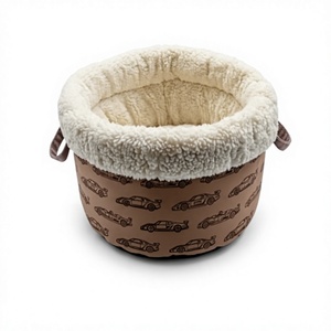 Lit pour animaux de compagnie en forme de pot profond Amistar, tissu Oxford et coussin en fausse fourrure pour animaux de compagnie - Product Image 1