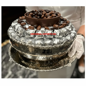 Bol à chocolat martelé en métal avec plaque Dernière nouvelle collection de bols décoratifs de luxe pour le mariage pour l'affichage du chocolat - Product Image 1