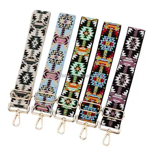 Factory wholesale 5cm wide Bohemian cross body bag straps Vintage jacquard straps Adjustable and replaceable straps