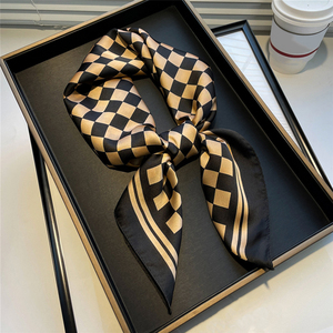 2024 New Stylish Chain Pattern Silky <strong>Neck</strong> <strong>Scarf</strong> Wrap <strong>Women</strong> Luxury Designer Inspired Print Silky Small Square Hair <strong>Scarves</strong> - Product Image 1
