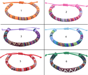 Bracelet en coton tressé fait main, motif ethnique, bracelet en tissu tressé, bijoux de plage et de festival pour femmes - Product Image 6